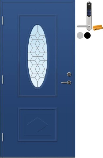 Ytterdør Bygg1 Fana Klart Blyglass med Yale Doorman Classic Home