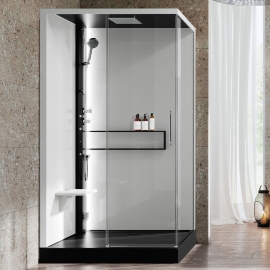 Novellini Glax 2 2.0 2P Steamkabinett 140x90 cm, venstre, Sort/Hvit