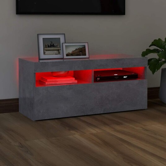 vidaXL TV-benk med LED-lys betonggrå 90x35x40 cm vidaXL TV-benk med LED-lys betonggrå 90x35x40 cm