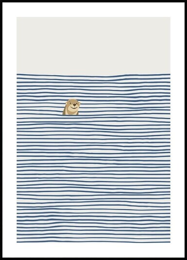 Otter in the Waves Poster Plakat / 21x30cm