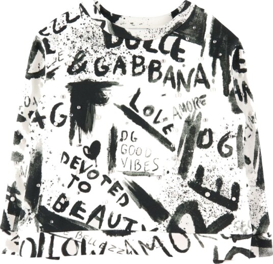 Dolce & Gabbana Collegegenser DG Neste Hvit/Svart m. Perler Dolce & Gabbana 2 år 92 Collegegenser
