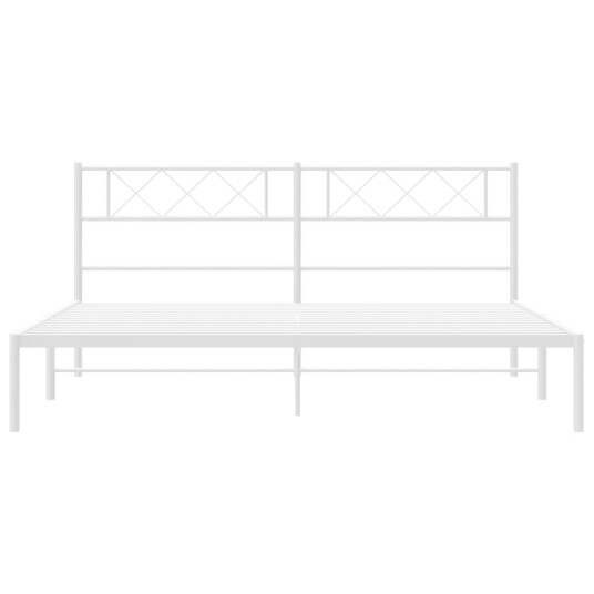 vidaXL Sengeramme i metall med sengegavl hvit 200x200 cm 8721012191129