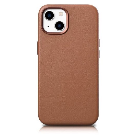Icarer Case Skinndeksel Laget Av Naturlig Skinn For Iphone 14 Plus Brun (Kompatibel Med Magsafe)