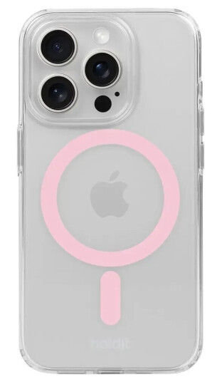 Holdit iPhone 15 Pro Max MagSafe Deksel - Transparent / Pink