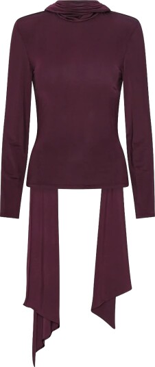 ROTATE Long Sleeved Scarf Top Burgundy 42 ROTATE Long Sleeved Scarf Top Burgundy 42