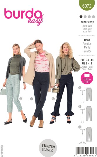 Burda 6072 - Bukse EUR: 34-44, US: 8-18