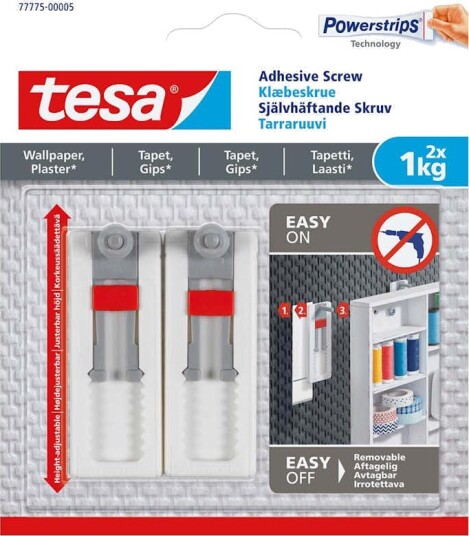 Tesa Justerbare Selvklebende Skruer 2-pak 1 kg for Tapet og Gips