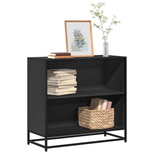 Bokhylle svart 80x35x76 cm konstruert tre