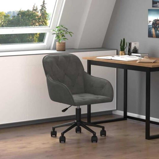 vidaXL Kontorstol med hjul Mørkegrå 56 x 61,5 x 72 cm Fløyel