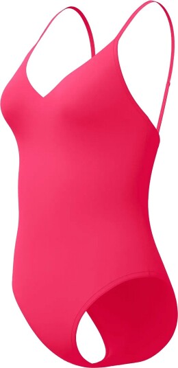 Speedo Solid V Neck Swimsuit Pink L