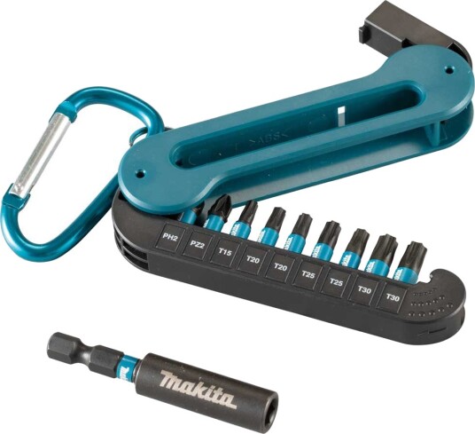Makita 10 Deler Spissett for Støtskrutrekker - Torx, Phillips, Pozidriv - 6.35 mm