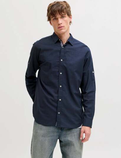 Jack & Jones Jjhenry Slub Detail Shirt Ls Navy XS Jack & Jones Jjhenry Slub Detail Shirt Ls Navy XS