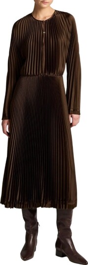 Vince Pleated l/s dress w/ contrast hem S brun dame