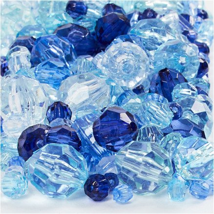Diverse Harmoni facettperlemix str 4 12 mm hullstr 1 2,5 mm 250 g blå harmoni