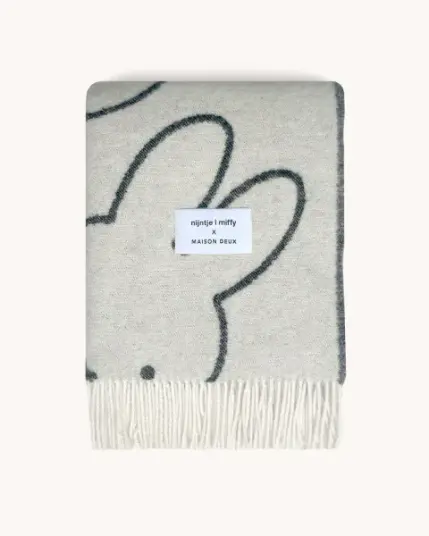 Maison Deux Miffy Pledd Hvit/Sort