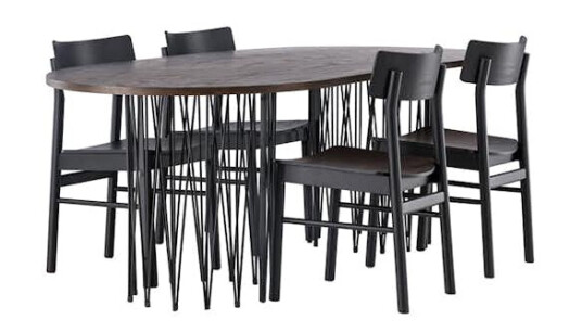 Spisegruppe Venture Home Stone oval med 4st Montros Spisestoler