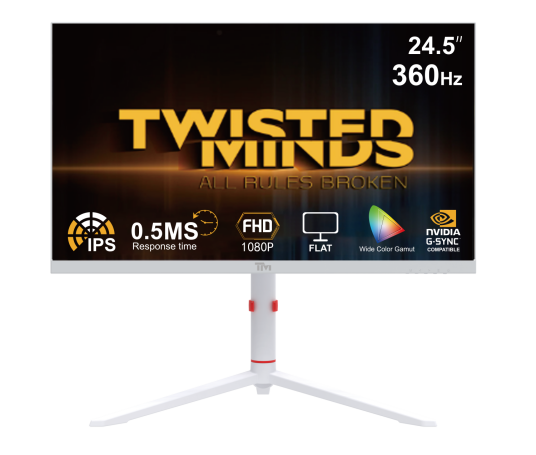 Twisted Minds Artic Pro 24" FHD Gaming Skjerm 360Hz Hvit Twisted Minds Artic Pro 24" FHD Gaming Skjerm 360Hz Hvit