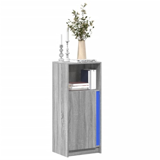  Skjenk med LED grå sonoma 42,5x34x100 cm konstruert tre