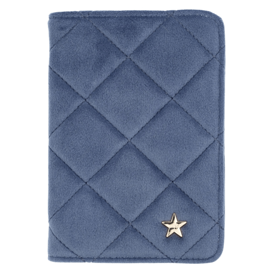 DARK Velvet Quilted Passport Cover Grisalle Blue