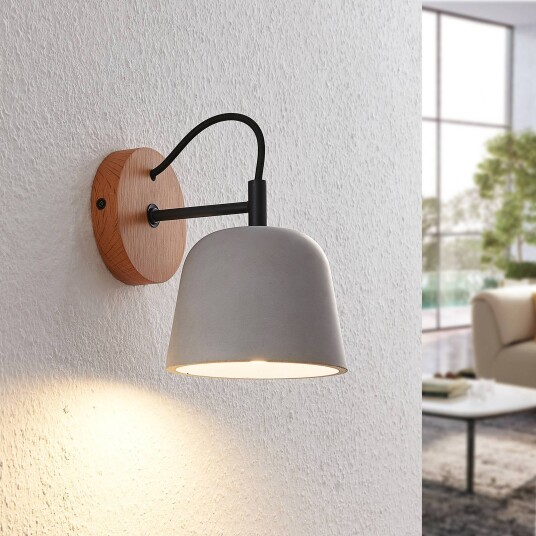 Lucande vegglampe Kalinda, sett med 2, grå, betong, E14 Lucande vegglampe Kalinda, sett med 2, grå, betong, E14