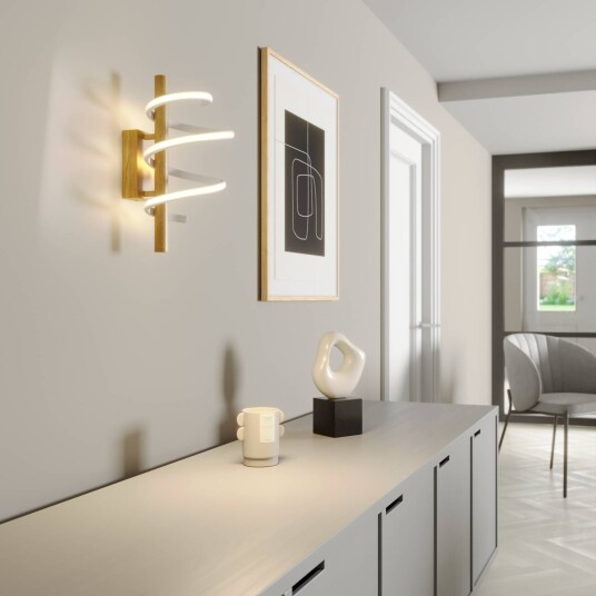 Lucande Milora LED-vegglampe, 40 cm, eik