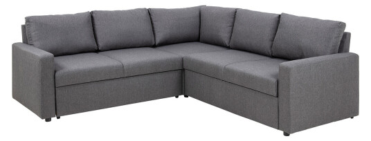 Sander hjørnesofa skjult lagring og uttrekkbar seng grå.