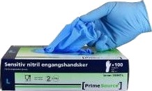Handske Engangs Prime Source Sensitiv Str Xxl Uden Pudder Nitril Aql 1.5 Blå,90 Stk/Pk