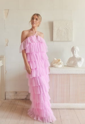Andrea Norrman X Bubbleroom Andrea Tulle Maxi Dress Pink 38