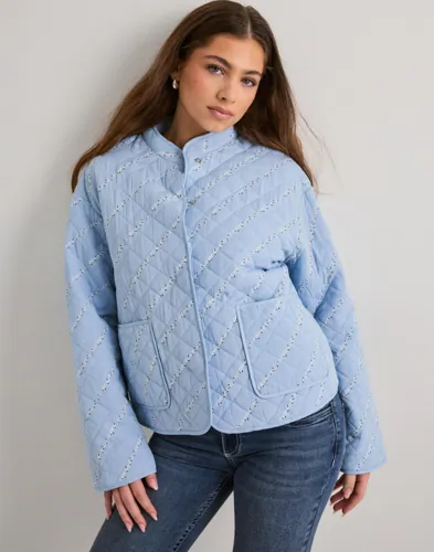Pieces Blå Pcrikke Quilted Jacket Noos Pieces Blå Pcrikke Quilted Jacket Noos