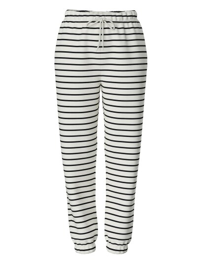 Pieces Pcchilli Hw Sweat Pants Stripes Noos Bc - White - S