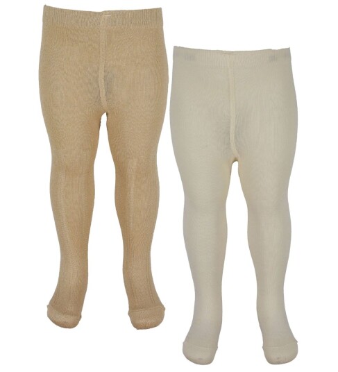 Minymo Strømpebukser 2 pack Pale Gold 56/62 Strømpebukser Beige Hvit 56 62