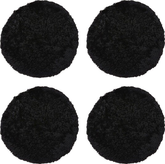 Skinnwille Saueskinnspute Round Curly 4 pakning Svart