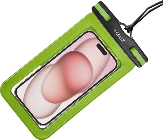 Celly Splashbag Vanntett Pose til Smartphone Opptil 6.9" IP68 Grønn Celly Splashbag Vanntett Pose til Smartphone Opptil 6.9" IP68 Grønn