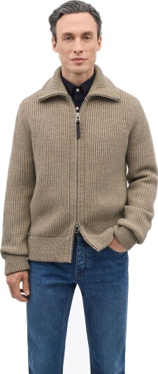 Tiger of Sweden Niall Heavy Wool Full Zip Beige Melange Tiger of Sweden Niall Heavy Wool Full Zip Beige Melange