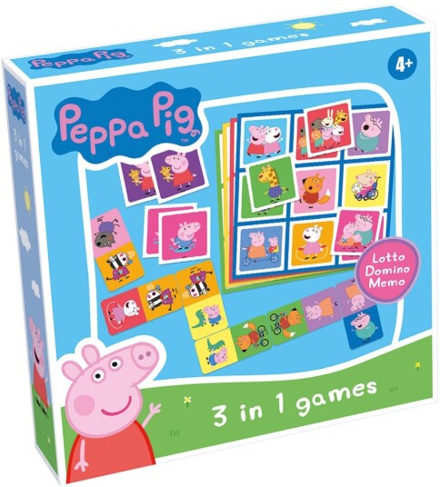 Tactic 3-i-1 Peppa Gris Barnespill - Lotto, Domino, Memo