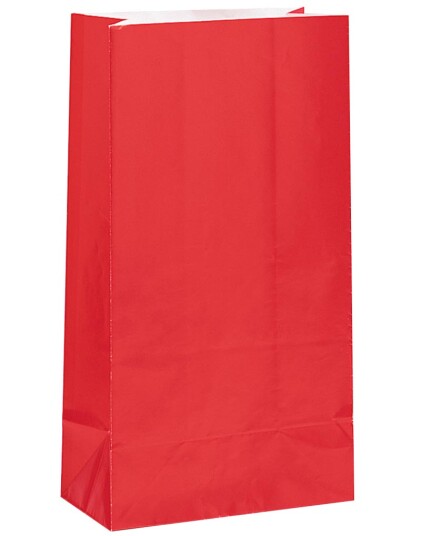 Unique 12 stk Røde Godteposer i Papir 59003