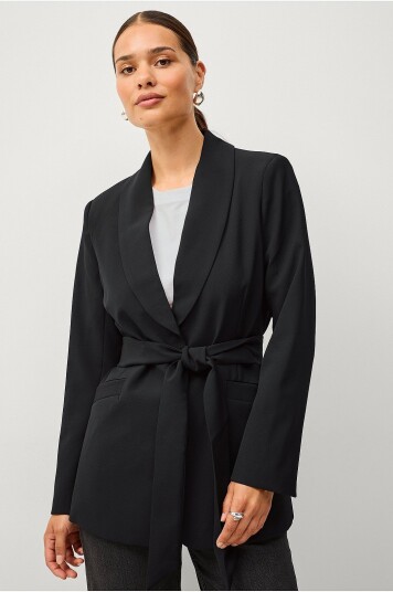 Ellos Collection Blazer med slips og sjalkrage Svart