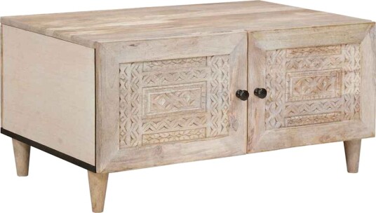 vidaXL Kaffebord med lagring Beige 80 x 50 x 40 cm heltre mango