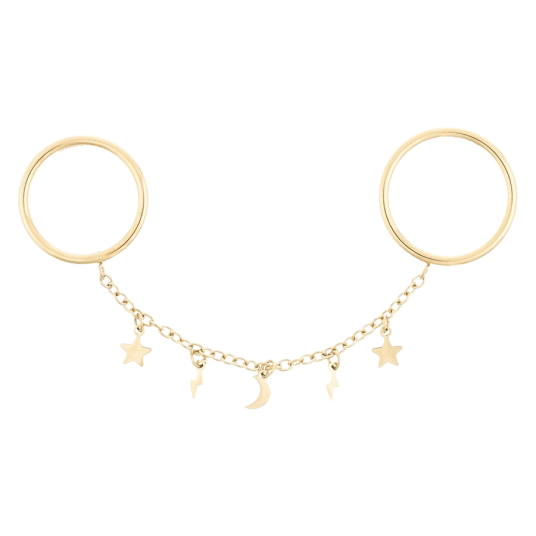 DARK Charm Double Ring Str 1 3 Gold