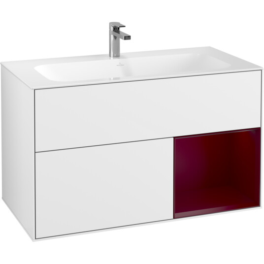 VILLEROY & BOCH FINION SERVANTSKAP 100 HVIT HØYGLANS LAKK EMOTION-LYS, HØYRESTILT PEONRØD HYLLE VILLEROY & BOCH FINION SERVANTSKAP 100 HVIT HØYGLANS LAKK EMOTION-LYS, HØYRESTILT PEONRØD HYLLE