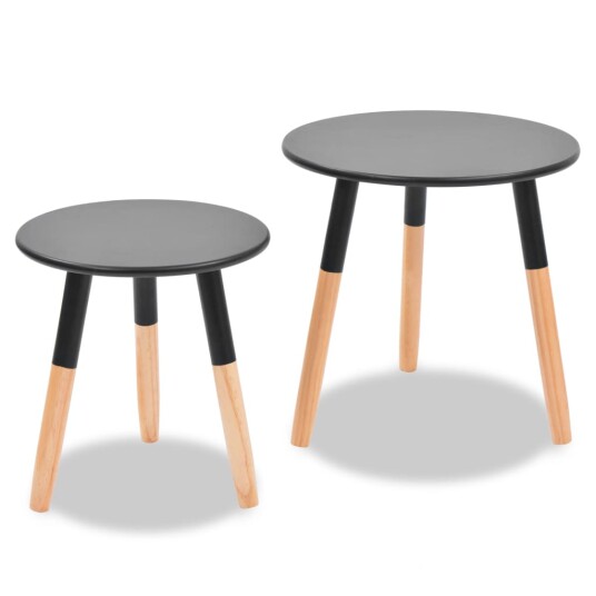 vidaXL Sidebord sett 2 deler heltre furu svart