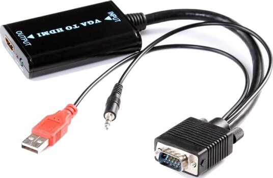 VGA til HDMI-konverterer med USB og 3.5 mm