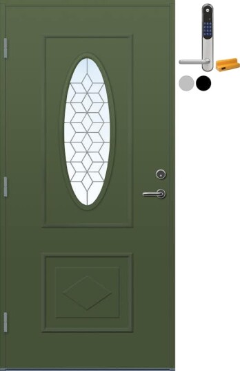 Ytterdør Bygg1 Fana Klart Blyglass med Yale Doorman Classic Home