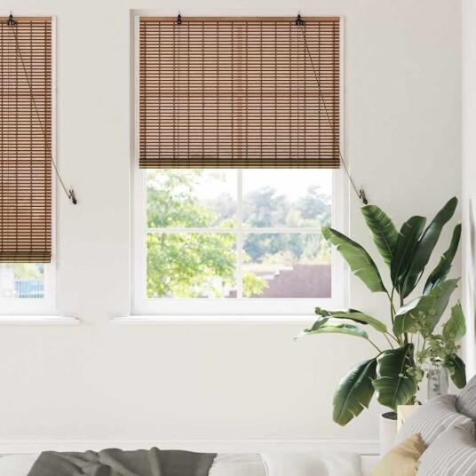 Vindu Persienne med gardiner Brun 100 x 220 cm Bambus