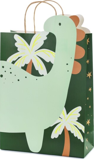 Gavepose Grønn med Dinosaur 10x24x37 cm