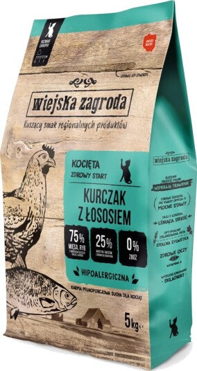 Wiejska Zagroda Tørrfôr Kitten Med Laks Kylling 2 X 5 kg