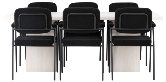 Venture Design Olga & Yesterday spisegruppe Svart/hvit 6 stoler & bord 200 x 90 cm