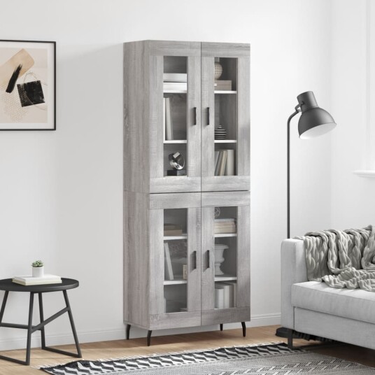 vidaXL Highboard grå sonoma 69,5x34x180 cm konstruert tre 8720845477172