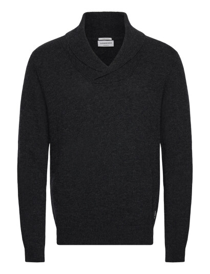 Lindbergh Lambswool L/S Shawl Collar Knit - Grey - XXL
