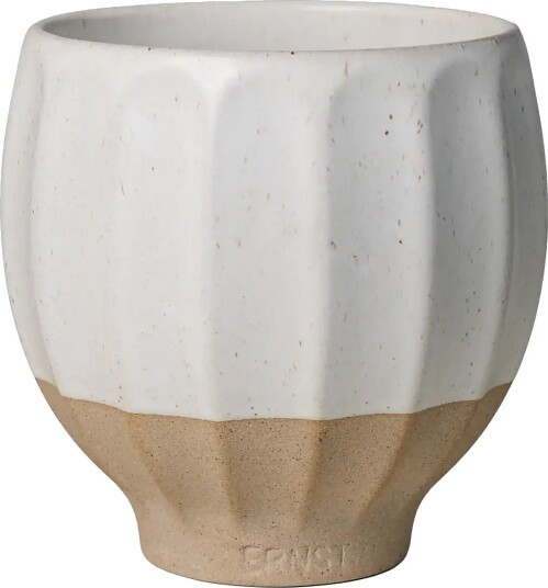 ERNST Pot   WHITE / NATURAL   H14 cm